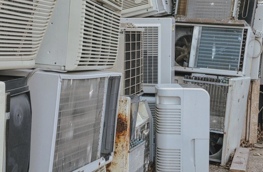Stock photo of rv air conditioner repair and replacement work